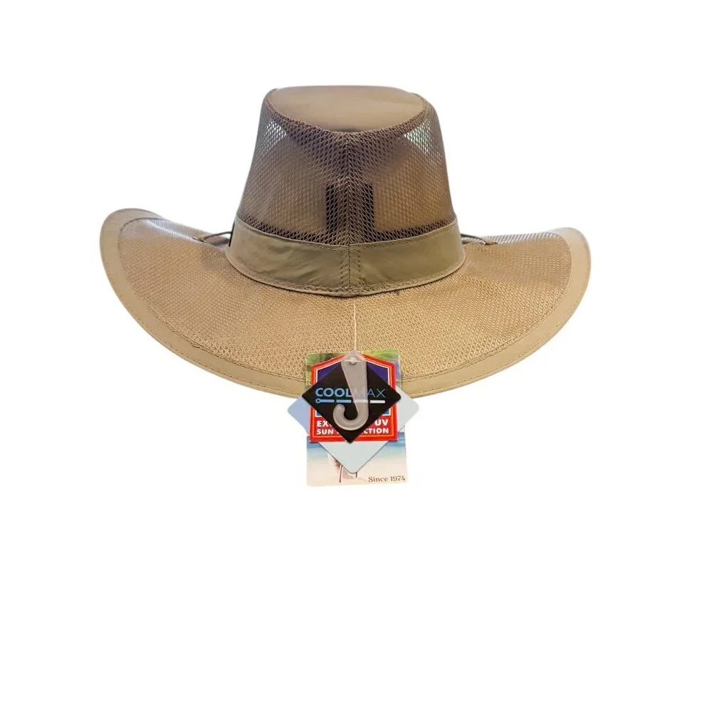 Panama Jack Mesh Seven Seas Safari Original Hat Khaki Light Green Fossil Size Lg - Picture 2 of 5